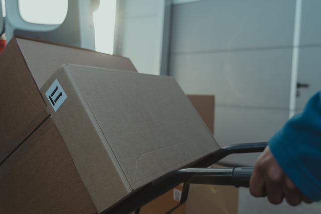 close up view of packing box