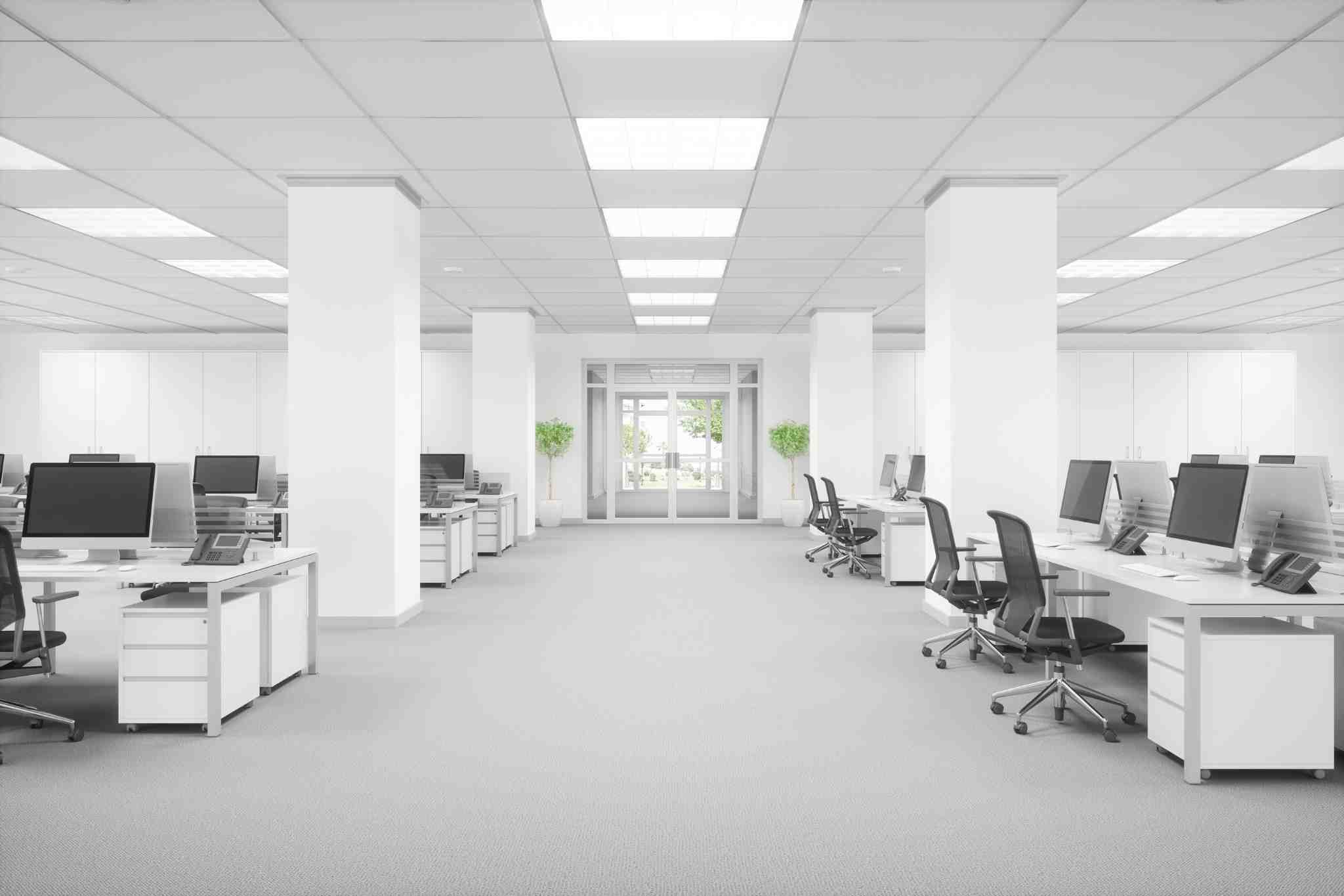 Office with installed furniture