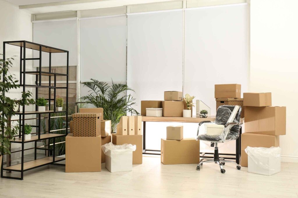Packed box in the office
