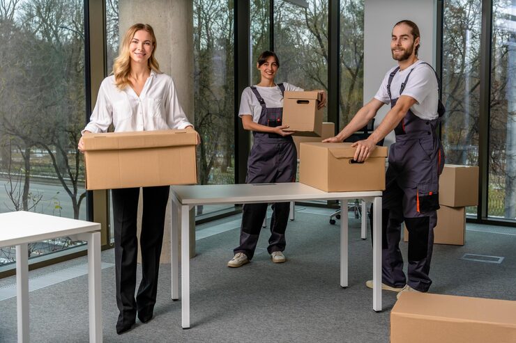 people working delivery point